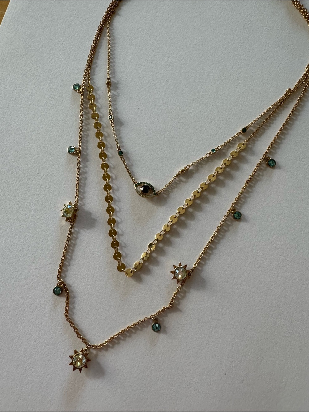 Swarovski Gold-Tone Layered Charm Necklace - Picture 3 of 5